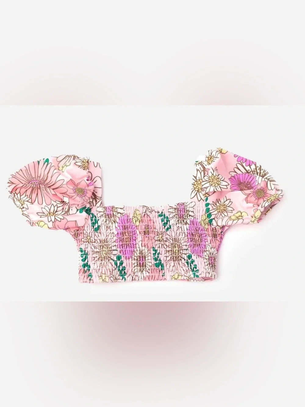 Pink Floral Tie-Front Bikini Top